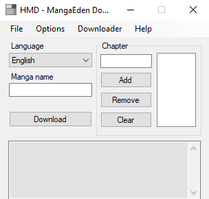 Program interface in the mangaeden form.