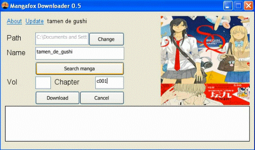 Mangafox downloader interface.